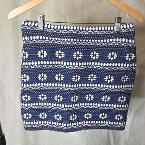 J. Crew Blue and White Floral Mini Skirt